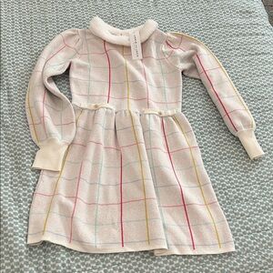 Janie and Jack White Plaid Dress with Multicolor Lines